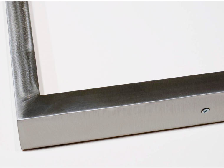 angleironweldedsteelbrushedsilvercustomframes A Street Frames